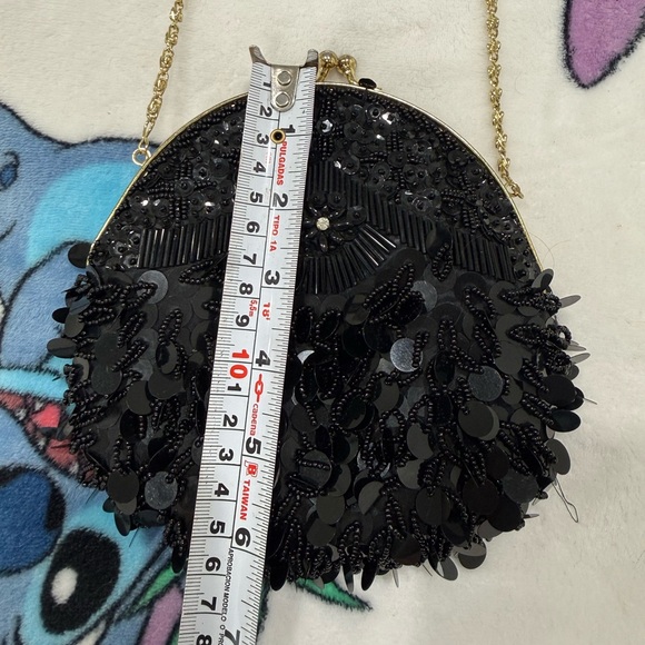 Vintage Black Beaded Sequin Fringe Clutch - Picture 4 of 6